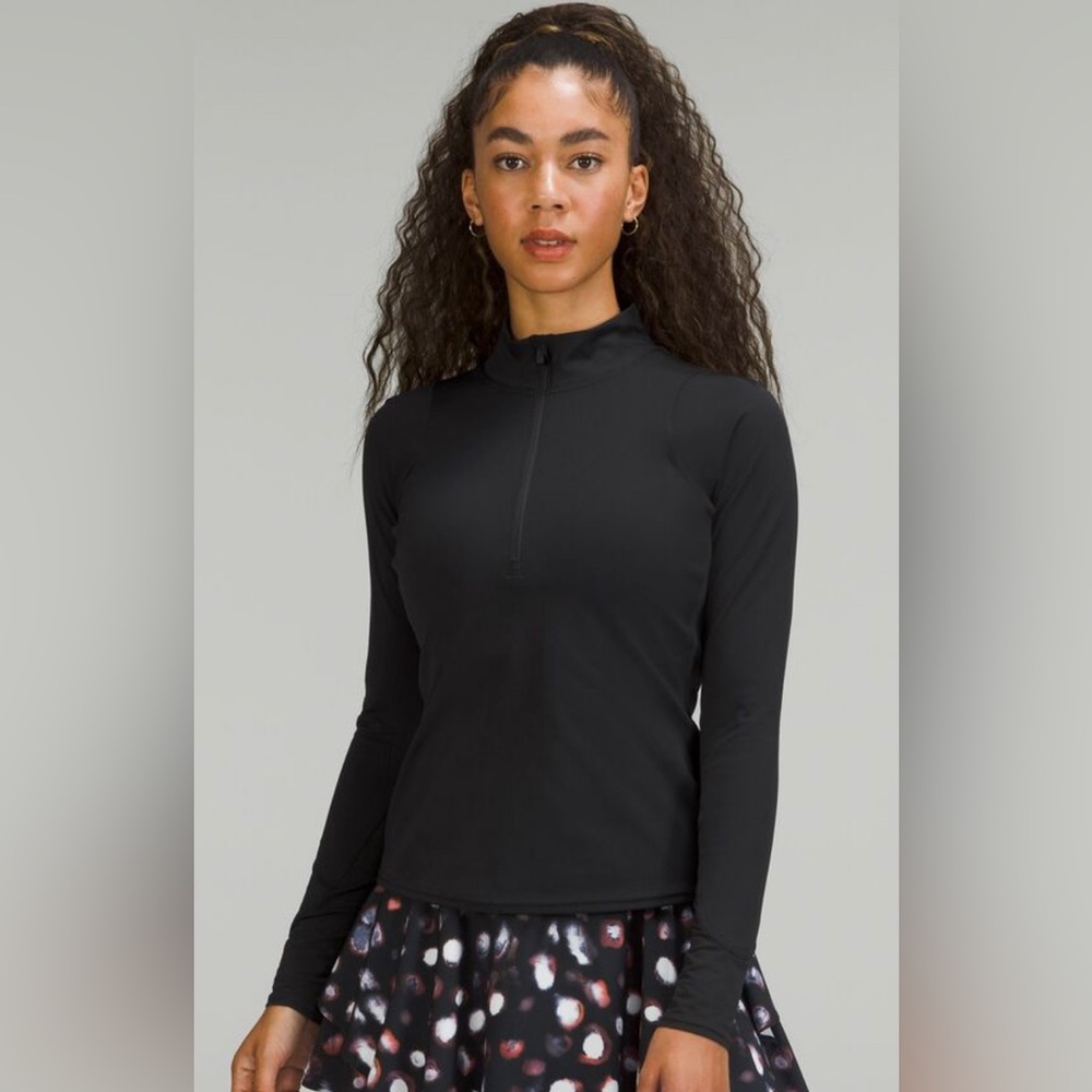 lululemon tennis half-zip *nulux — black — size: 8